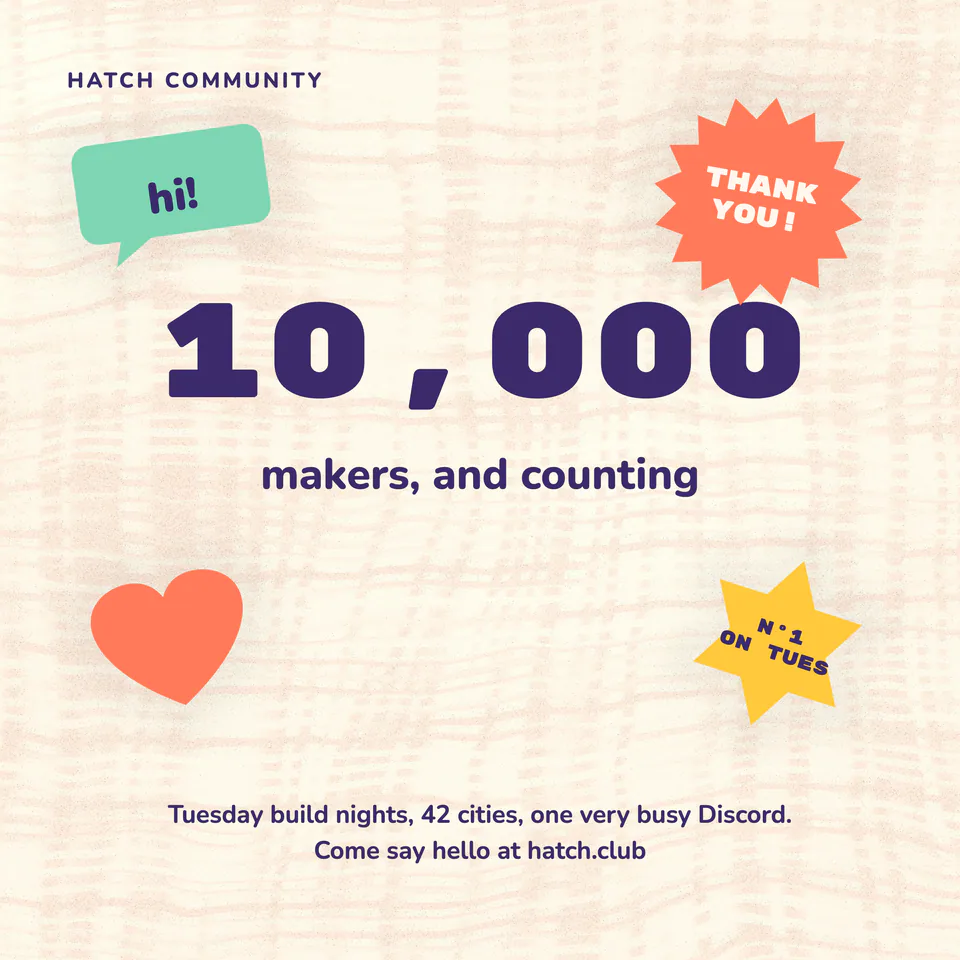 Hatch, 10,000 members