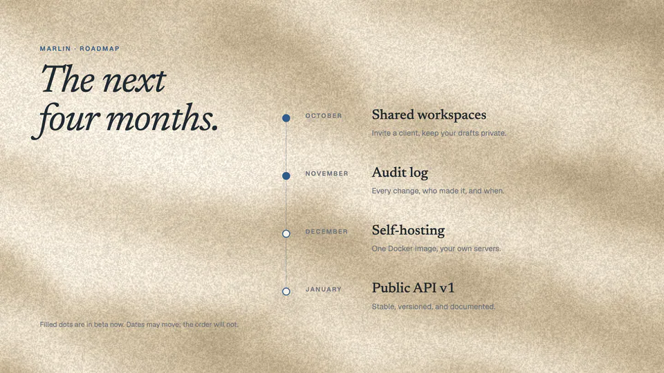 Marlin, Quarterly roadmap