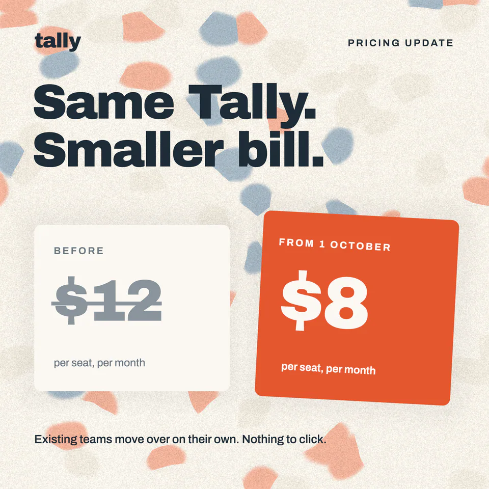 Tally, Pricing change